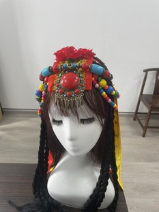 快乐阳光女童演出服舞蹈头饰白族彝族藏族头饰蒙古族头饰少数民族