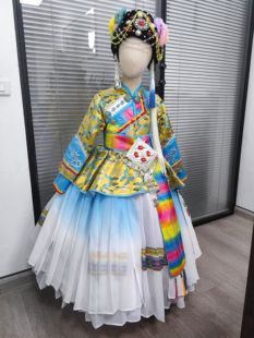 快乐阳光女童少数民族独唱火塘边演出服撒尼族彝族摩梭族高端定制