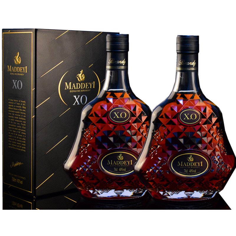 法国xo白兰地洋酒进口原酒700毫升礼盒装2瓶brandy40度烈酒洋酒xo