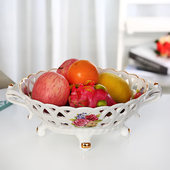 欧式 果盘创意家用客厅大号陶瓷水果盘茶几摆件奢华高档结婚礼物