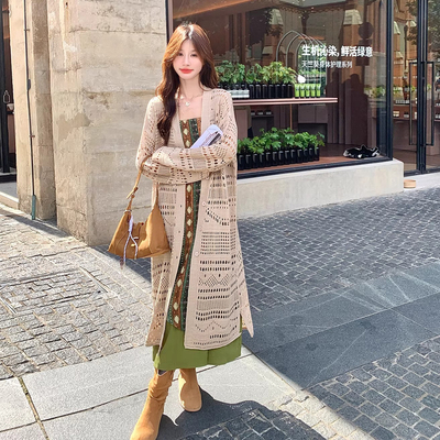 长款过膝镂空衫针织宽松开衫显瘦