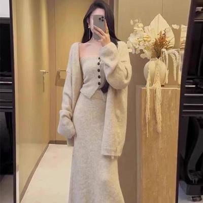 名媛风秋季针织开衫抹胸背心