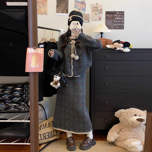 法式碎花复古风花边套装