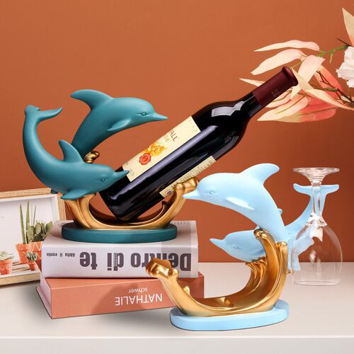 北欧轻奢海豚红酒架摆件家居客厅
