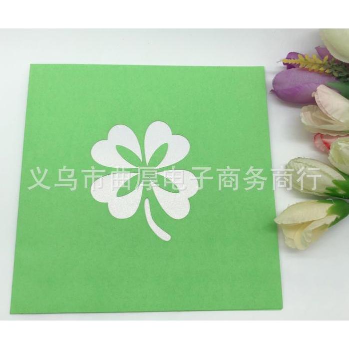 创意祝福立体贺卡花束四叶草恋人爱情祝福贺卡 可定制