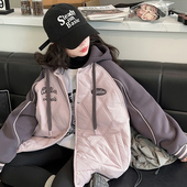 开衫 女童外套秋冬装 夹棉加厚冬季 洋气儿童韩版 棒球服上衣 2023新款