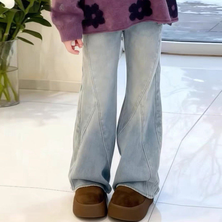 女童加绒裤子秋冬款2025新款喇叭裤儿童加厚一体绒牛仔裤大童长裤,童装/婴儿装/亲子装,儿童牛仔裤,淘宝优惠券,粉丝福利购,淘宝优惠卷