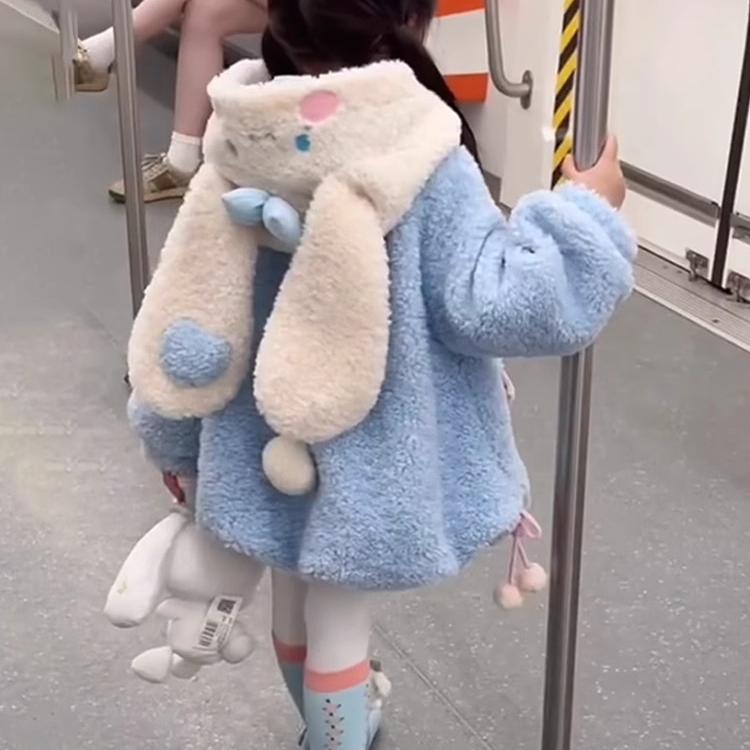 女童加绒外套秋冬装2024新款儿童玉桂狗冬装女孩冬季摇粒绒毛毛衣