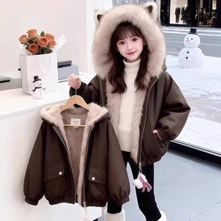 巨好看的厚外套女童秋冬加绒时尚洋气时髦2025新款冬装初中生女孩