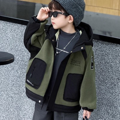 男童秋冬装奥利绒外套2025新款儿童加厚夹克衫宝宝帅气毛毛衣服潮