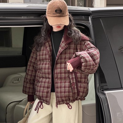 女童格子棉服冬季加厚2025新款儿童冬装超好看洋气女大童短款外套