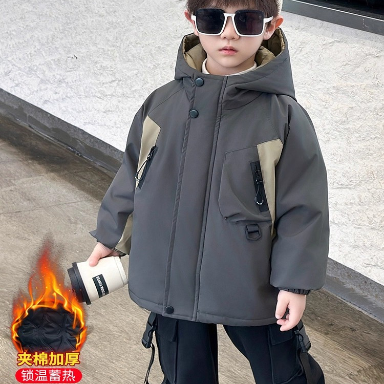 男童夹棉外套宝宝冬季加厚儿童二棉6袄5冲锋衣1秋冬2装3棉服4岁潮