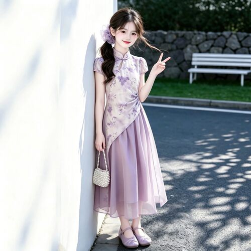 女童旗袍2026夏季新款儿童绝美国风旗袍连衣裙夏季生日裙子高级
