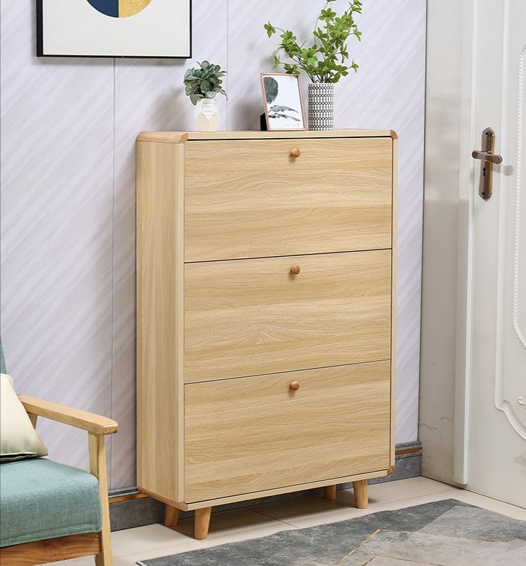 实木鞋柜薄款极窄家用门口入户门翻斗式鞋柜收纳储物柜大容量鞋架