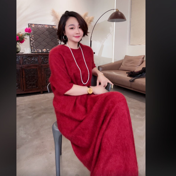 【何仙儿】巅峰之作100%拉毛羊绒长裙+袖套 112571
