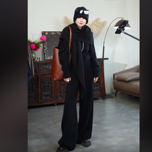 【何仙儿】巅峰之作100%牦牛绒 黑色系氛围套装