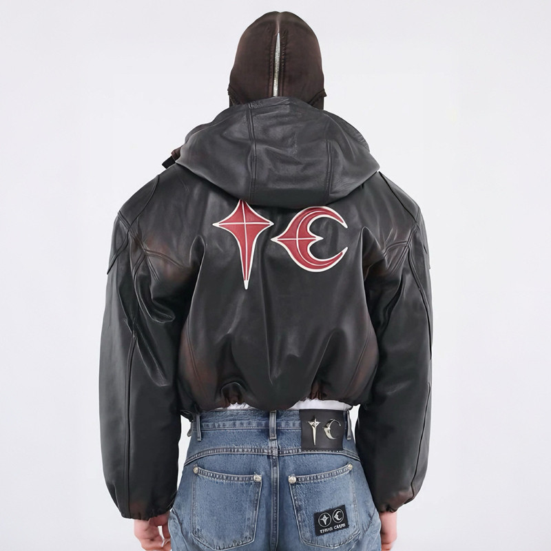 THUGCLUB连帽皮衣夹克棉服外套