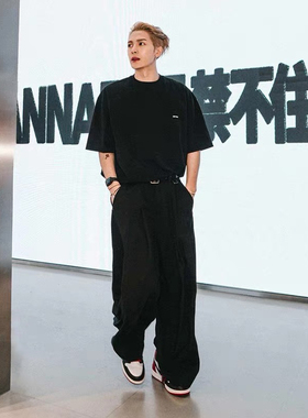 TEAMWANG王嘉尔同款CHOICES潮牌西裤宽松直筒阔腿男女同款休闲裤