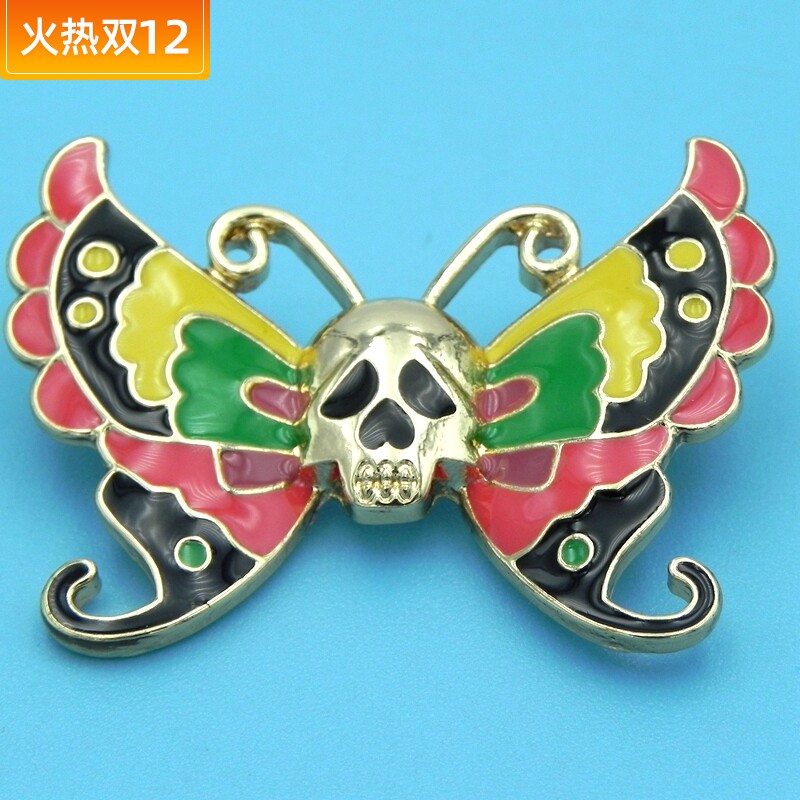 青岛蜘蛛朋克全新蝴蝶骷髅头滴油女气质胸花时尚胸针夜市热卖现货