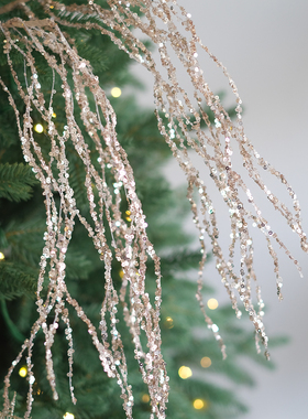 钻石银河2025新款圣诞插枝香槟色银色质感圣诞树装饰圣诞花艺布置