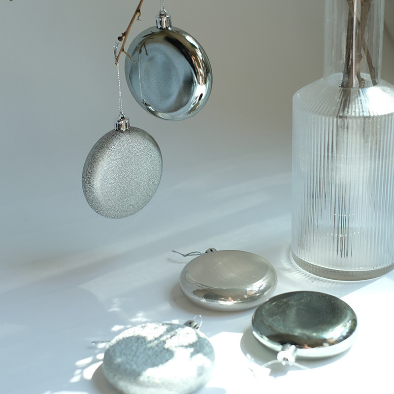 韩式创意设计款质感ins风扁扁圣诞球挂件圣诞树装饰圣诞布置