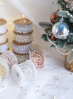 BG DESIGN金色银色圣诞装饰雪花透明白色串串珠链圣诞树布置DIY