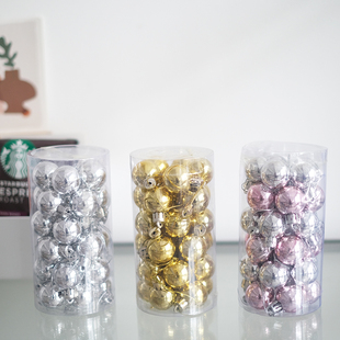 3CM金色粉色银色小号圣诞球可爱圣诞树装 饰迷你亮光球圣诞节搭配