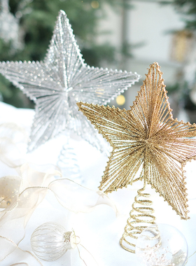 BG DESIGN外销金色圣诞树树顶星顶部五角星圣诞节星星华丽装饰品