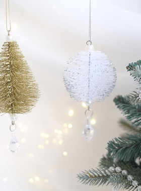 BG创意设计款圣诞树小挂件金色银白色树形圆球圣诞装饰品橱窗造型