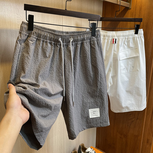 tb泡泡纱肌理料休闲五分短裤男
