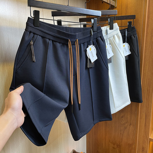 莫代尔空气层中缝线休闲短裤男夏