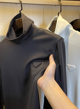 LT133】意式内搭W牌！！柔软莫代尔面料保暖长袖T恤高领打底衫男