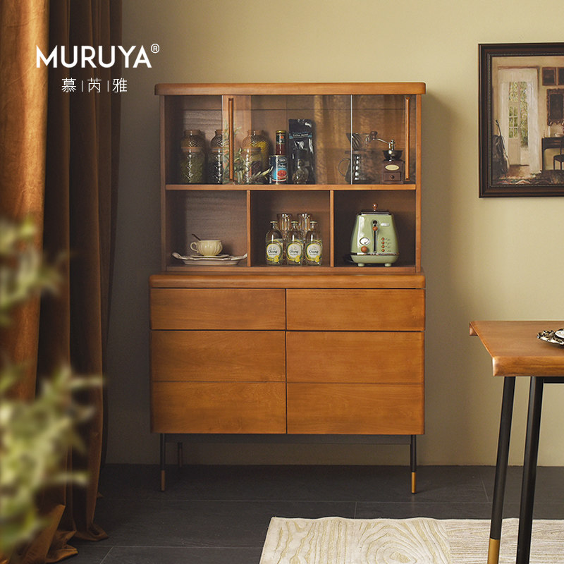 北欧实木餐边柜储物茶水高酒柜客厅靠墙复古一体柜现代简约轻奢柜,住宅家具,餐边柜,淘宝优惠券,粉丝福利购,淘宝优惠卷