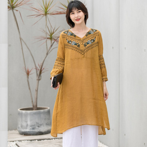 天母严选苎麻2025夏季民族风上衣