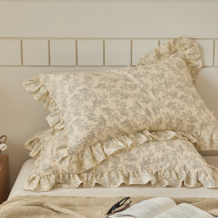 80枕套 全棉双层纱A类荷叶边加大50 60枕芯保护套 枕套1个