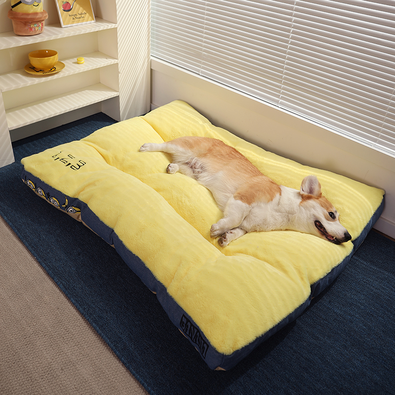 HOOPET小黄人联名款牛仔印花可拆洗猫垫子狗狗睡垫冬天保暖狗窝