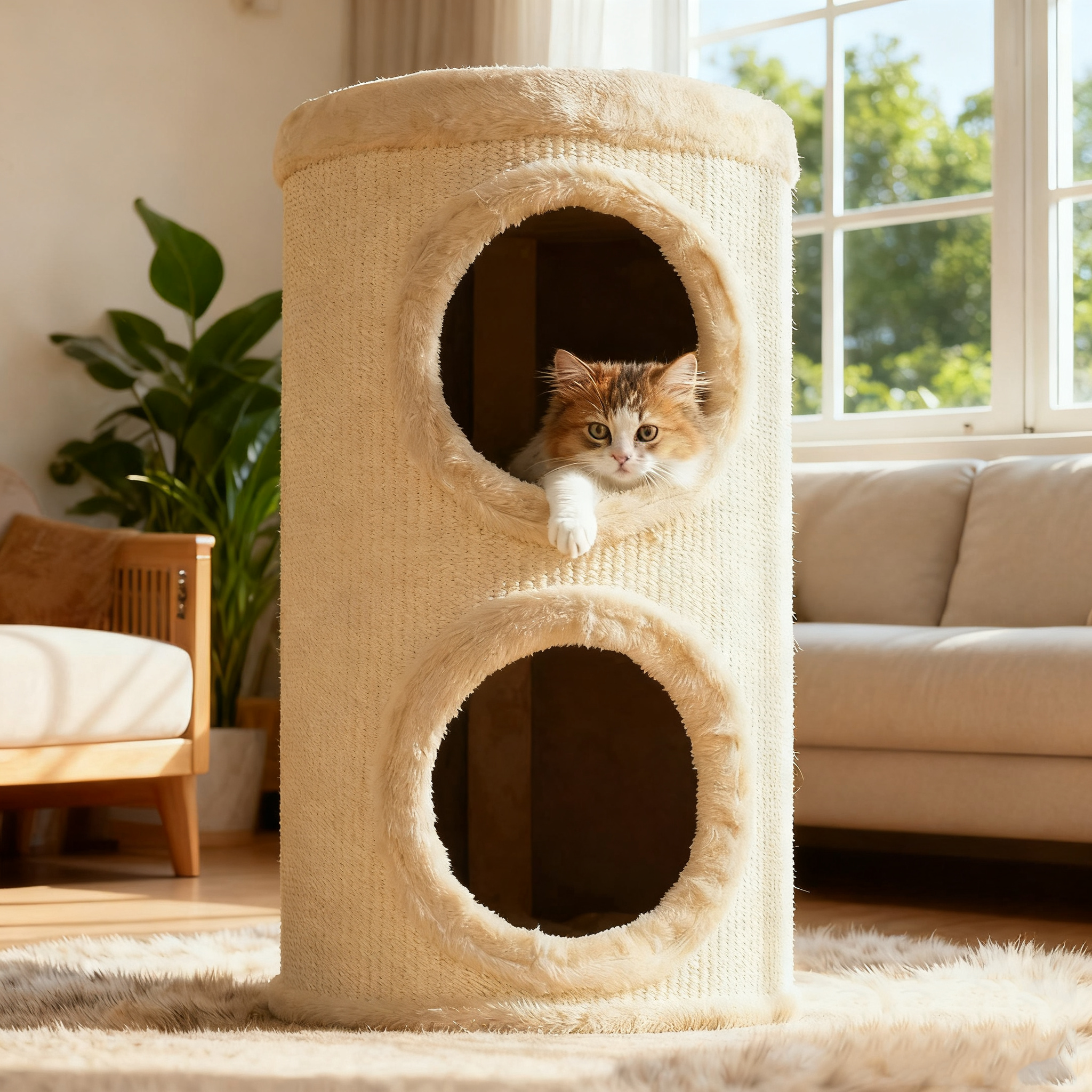 猫窝猫爬架一体小户型不占地双层猫屋猫架四季通用猫抓板剑麻桶冬