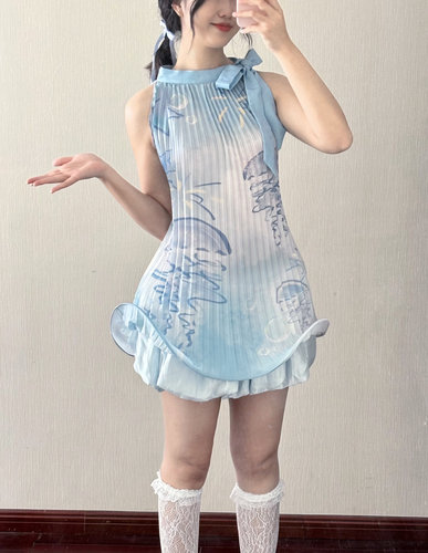 娃娃裙清新海岛度假海洋连衣裙