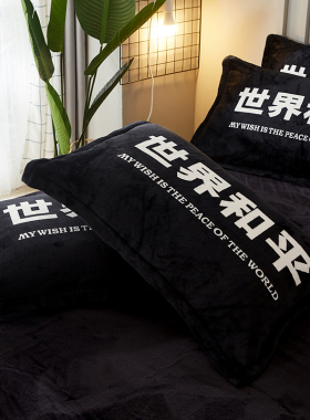 潮牌法莱绒世界和平枕套ins网红单人枕芯套子潮人珊瑚绒同款枕套