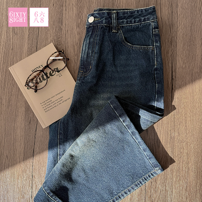 6IXTY8IGHT 68女装中腰休闲牛仔裤中长款时尚百搭
