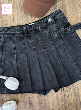 6IXYT8IGHT 68女装高腰百褶牛仔短裙裤裹身设计下摆毛边设计