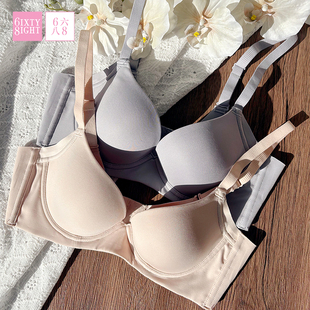 68内衣女无痕软钢圈提托聚拢支撑文胸罩U型美背厚杯加宽侧翼