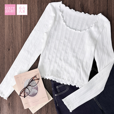 6IXTY8IGHT 68女装圆领长袖针织衫舒适柔软上衣简约