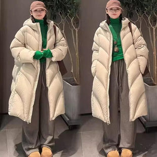 泡芙羽绒服女宽松慵懒90白鸭绒260克 连帽长款 原厂现货 25冬新品