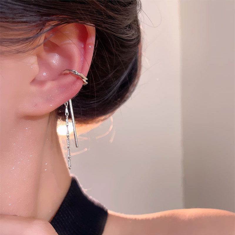 显脸瘦长流苏耳挂简约冷淡风无耳洞潮个性耳饰耳环耳骨夹百搭耳夹