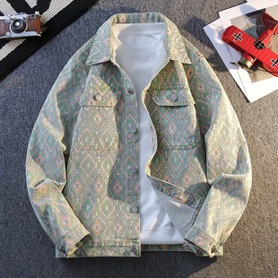 宽松夹克大码 男装 痞帅高级感休闲2025秋冬季 潮牌加厚牛仔外套男士
