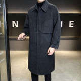 模特图双面呢中长款翻领毛呢外套羊毛风衣冬装6016-5881P358控688，男装风衣，钱塘大厦6016