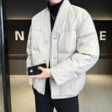 豆腐块格子羽绒服外穿羽绒衣风民族冬装米色6016-25118P400，男装民族服装，钱塘大厦6016