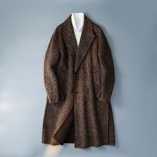 长顺毛外套钱塘6016 毛呢混咖色 5025P568 领羊毛夹克 羊驼毛西装