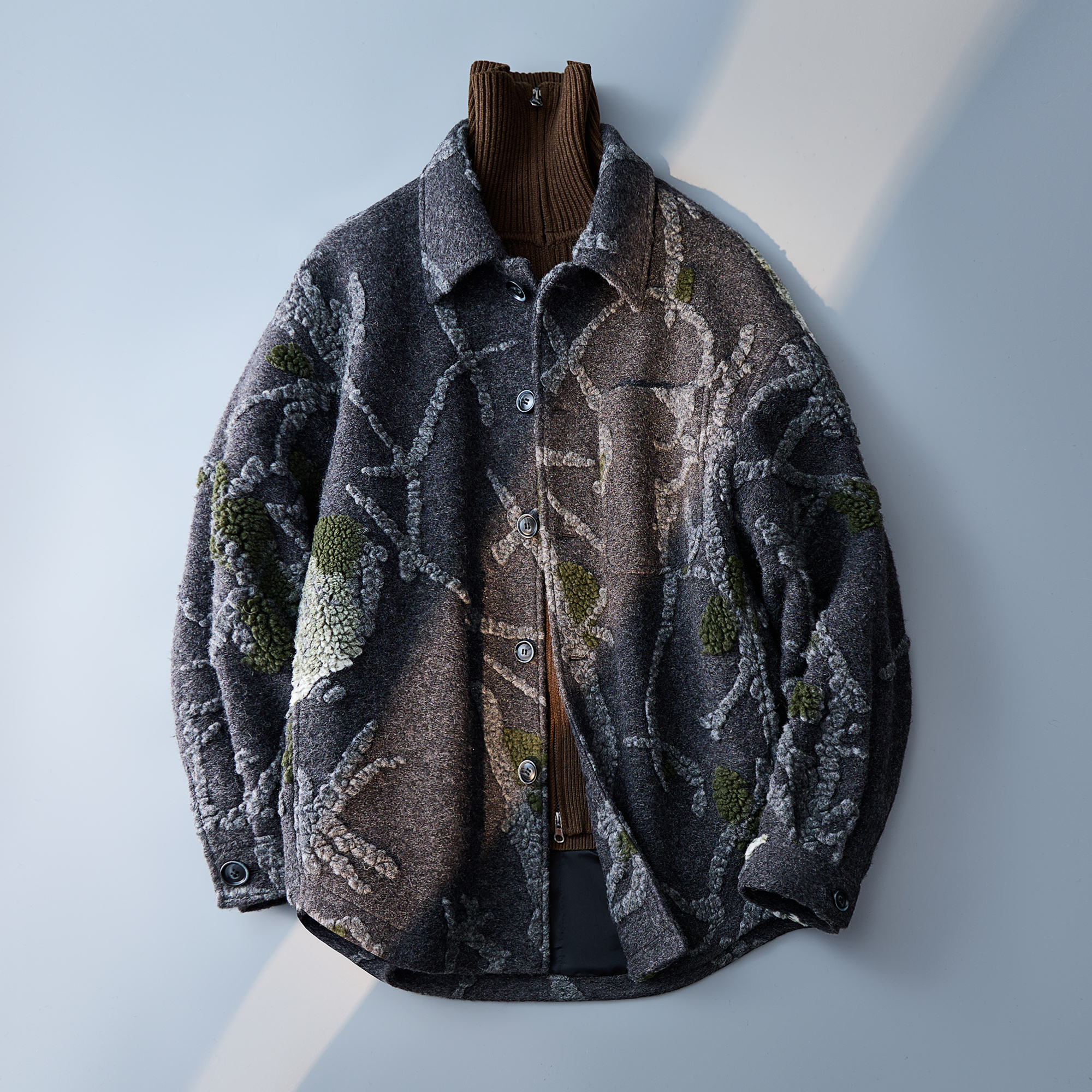 灰色翻领宽毛呢大衣男秋冬外套纹理肌理感6016-95291P358控699，男装毛呢大衣，电商D203(原钱塘6011)